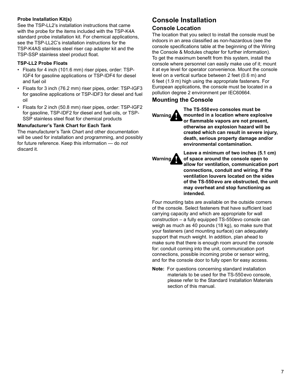 Console installation | Franklin Fueling Systems TS 550 evo Fuel Management System Installation User Manual | Page 7 / 28