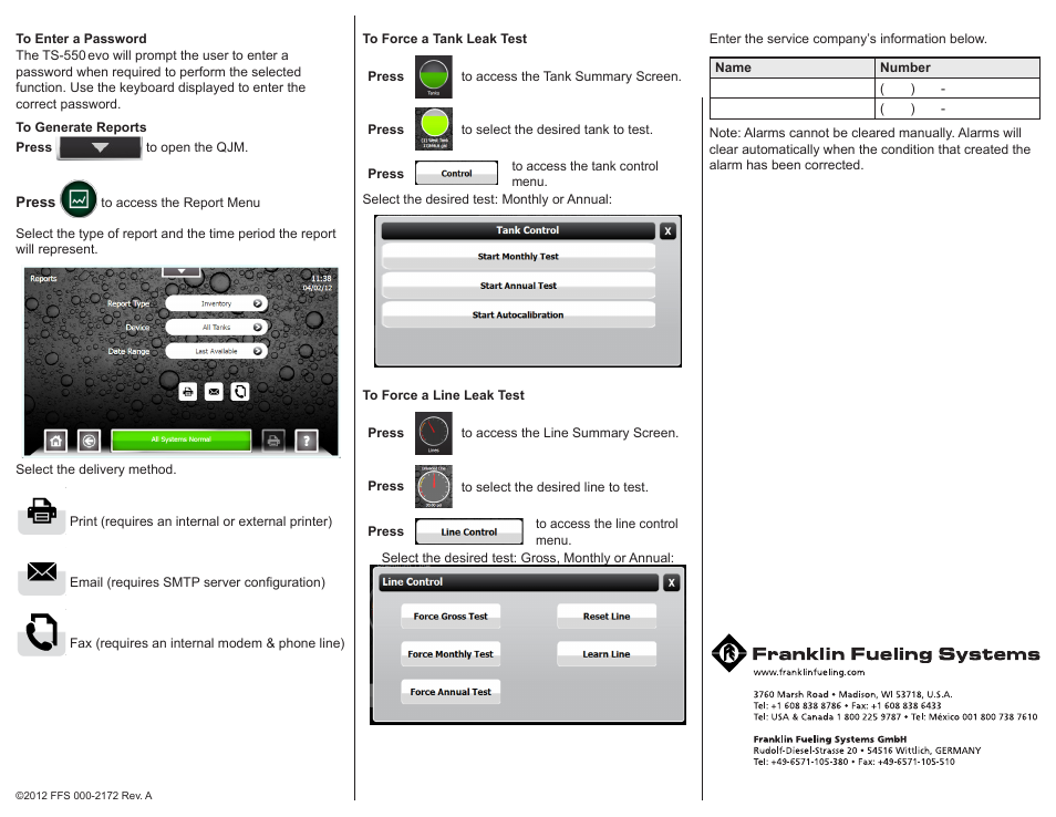 Franklin Fueling Systems TS 550 evo Fuel Management System Quick Reference Guide User Manual | Page 2 / 2