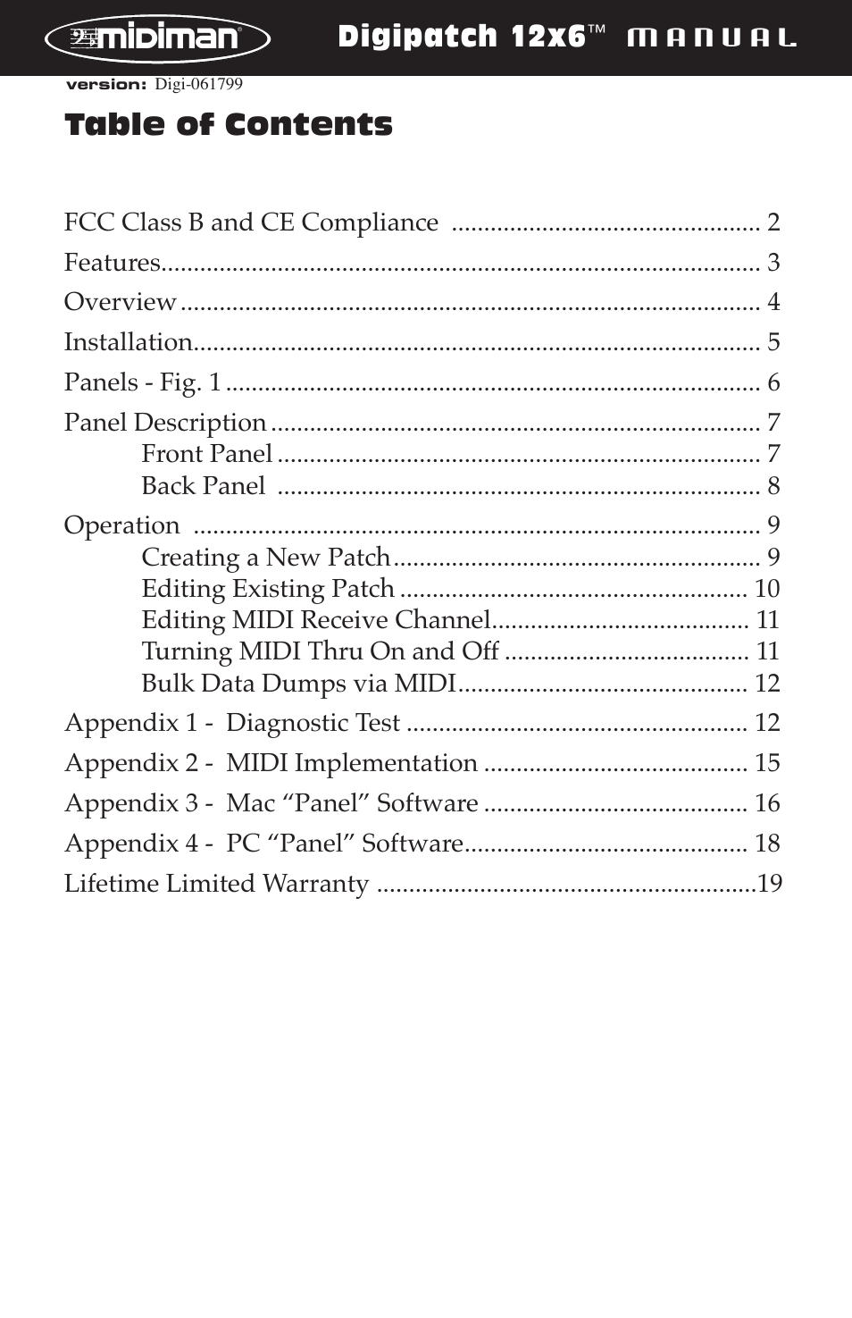 M-AUDIO DigiPatch User Manual | 20 pages