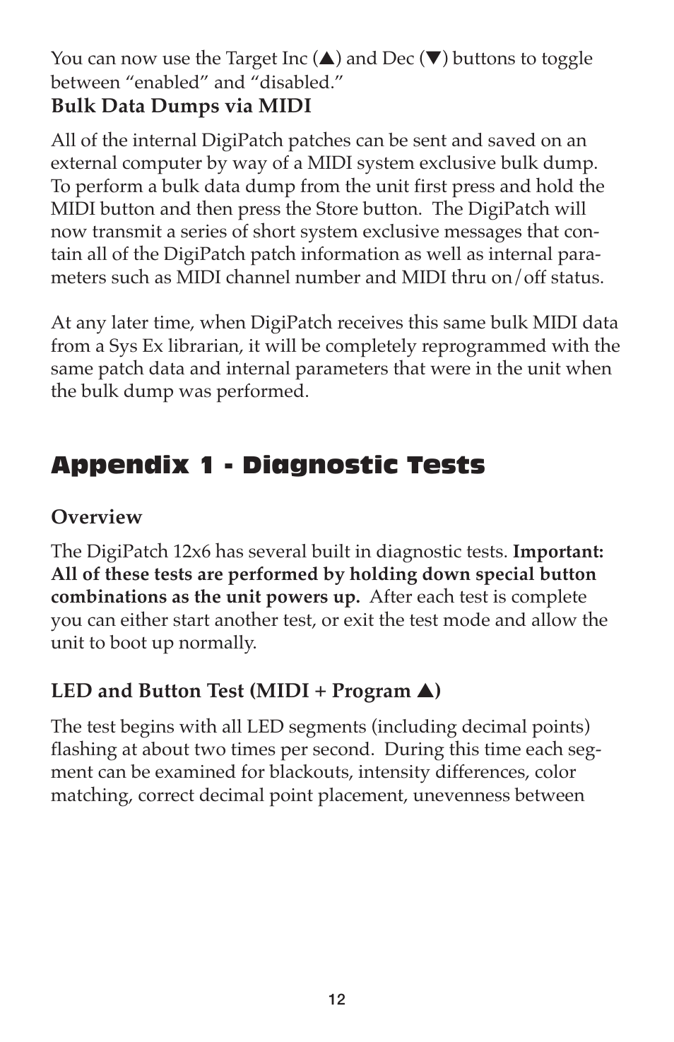 Appendix 1 - diagnostic tests | M-AUDIO DigiPatch User Manual | Page 12 / 20