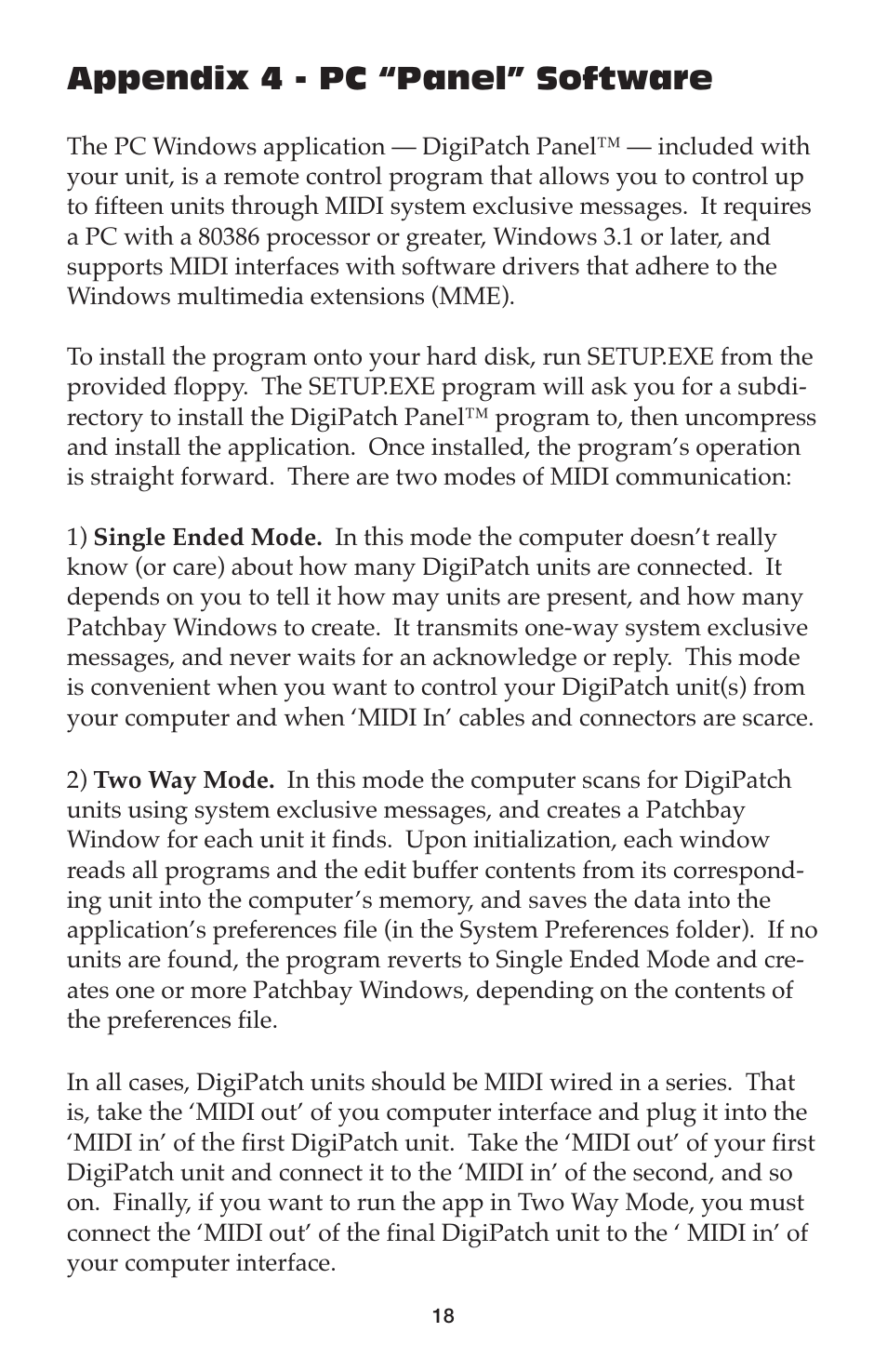 Appendix 4 - pc “panel” software | M-AUDIO DigiPatch User Manual | Page 18 / 20