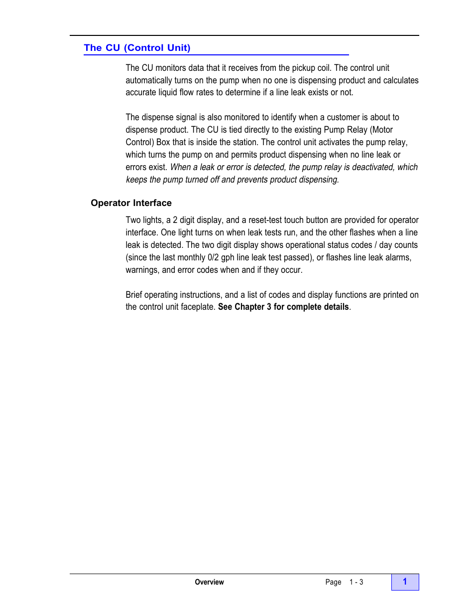 The control unit (cu) - 3, Operator interface - 3 | Franklin Fueling Systems TS-LLD Installation Manual User Manual | Page 13 / 86