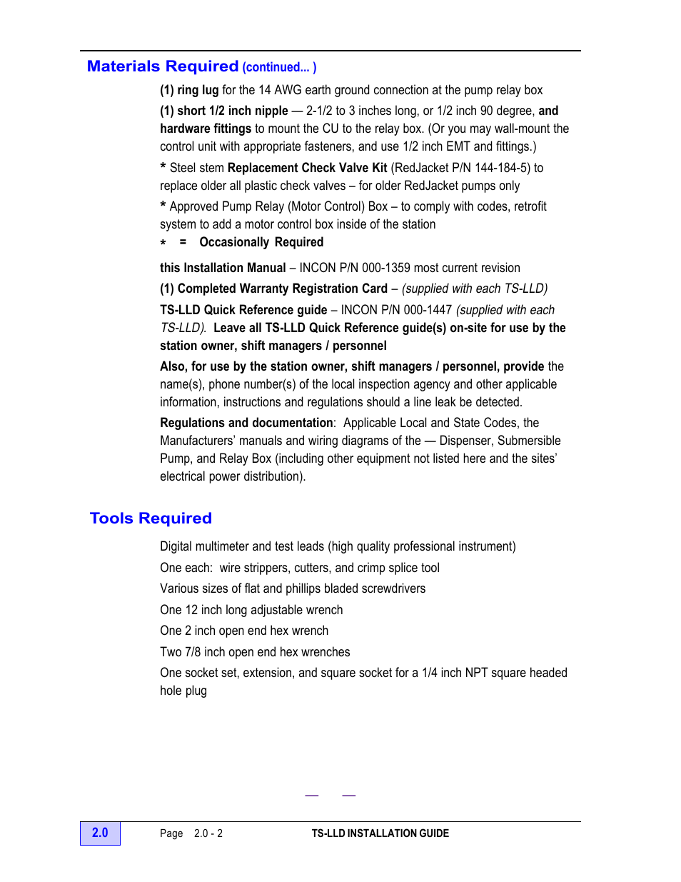 Tools required - 2 | Franklin Fueling Systems TS-LLD Installation Manual User Manual | Page 16 / 86