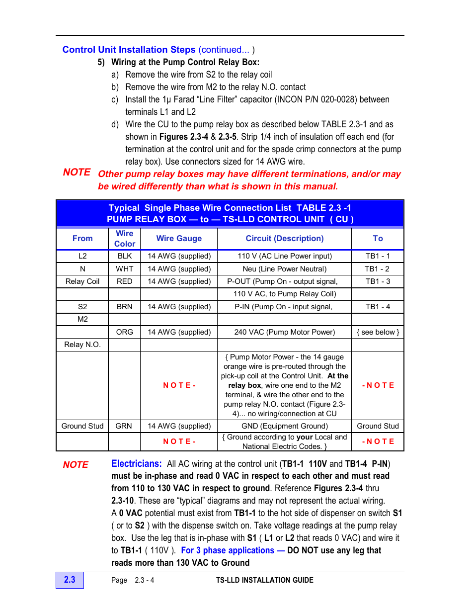 Note 2.3, Note - 4 | Franklin Fueling Systems TS-LLD Installation Manual User Manual | Page 38 / 86