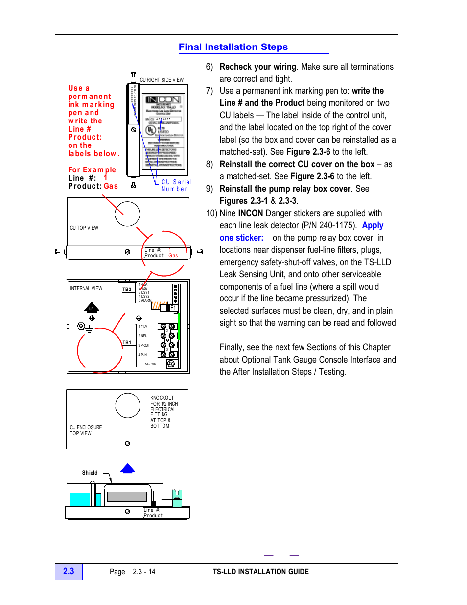 Final installation steps 2.3, Final installation steps - 14, Figure 2.3-13 control unit final assembly - 14 | Figure 2.3-13 control unit final assembly | Franklin Fueling Systems TS-LLD Installation Manual User Manual | Page 48 / 86