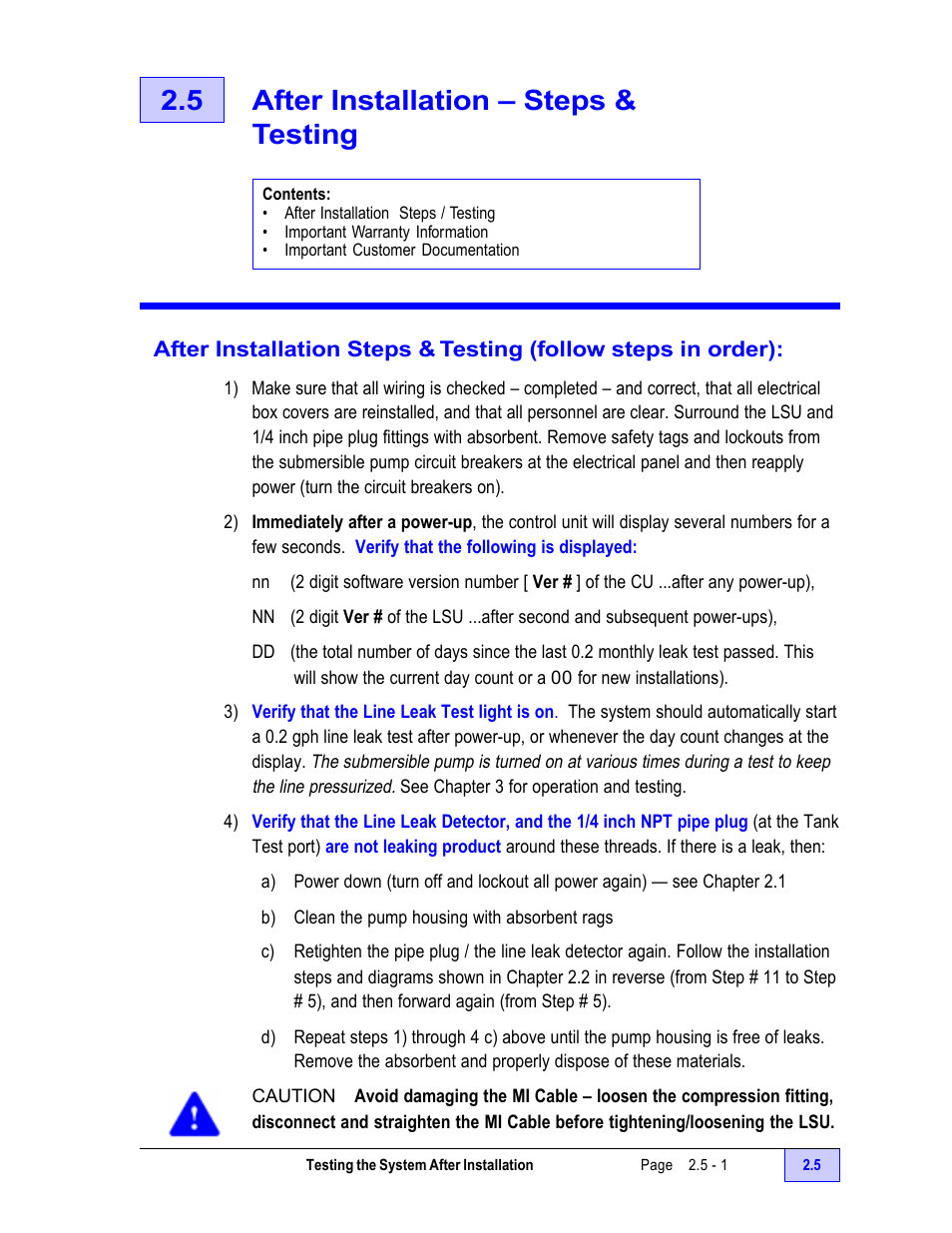 5 ts-lld after installation steps & testing - 1, After installation steps & testing - 1, 5 after installation – steps & testing | Franklin Fueling Systems TS-LLD Installation Manual User Manual | Page 55 / 86