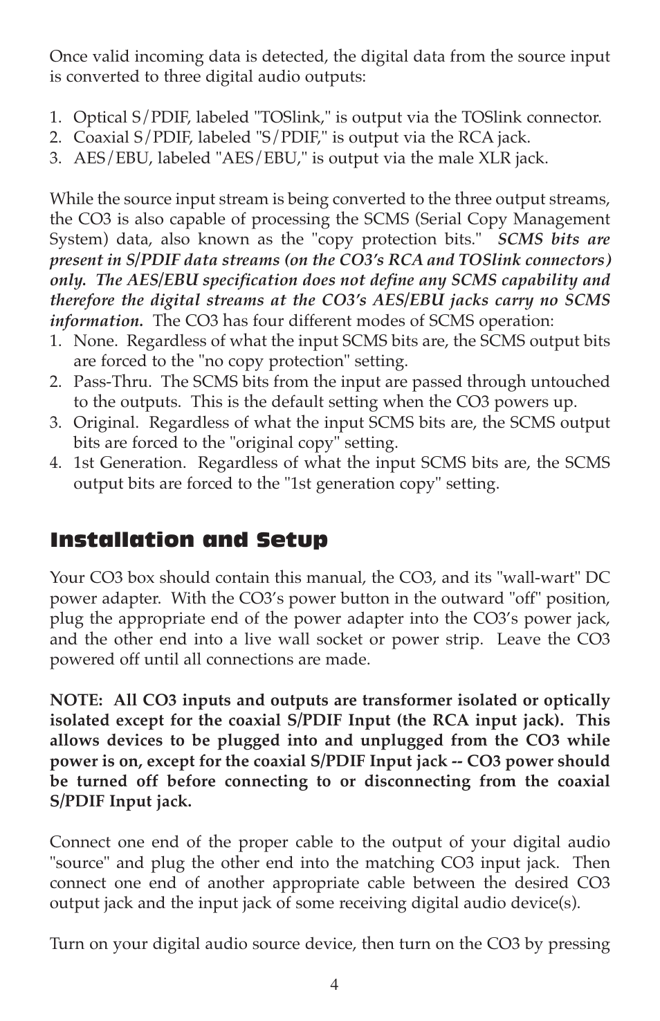 Installation and setup | M-AUDIO CO3 User Manual | Page 4 / 8