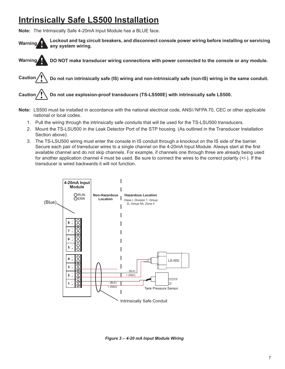 Intrinsically safe ls500 installation | Franklin Fueling Systems LS500 Auto Learn Line Leak Detection Installation & Users Guide User Manual | Page 7 / 24