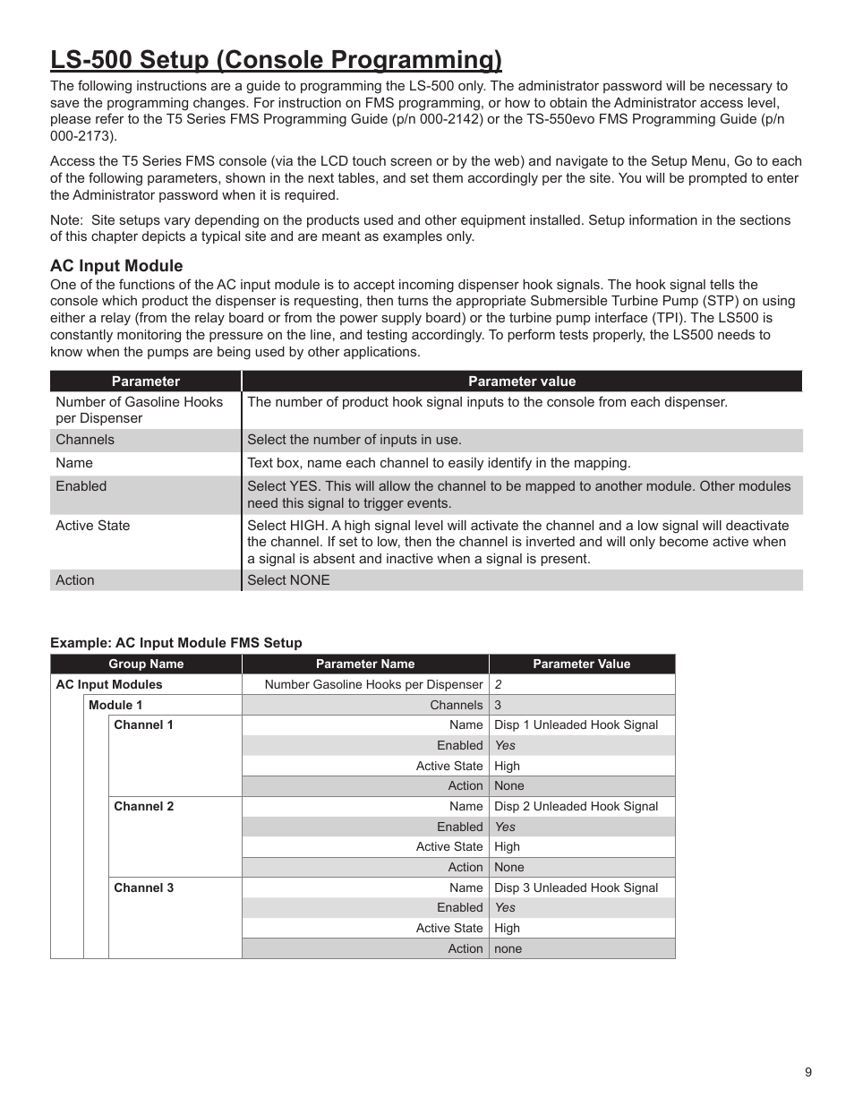 Ls-500 setup (console programming) | Franklin Fueling Systems LS500 Auto Learn Line Leak Detection Installation & Users Guide User Manual | Page 9 / 24
