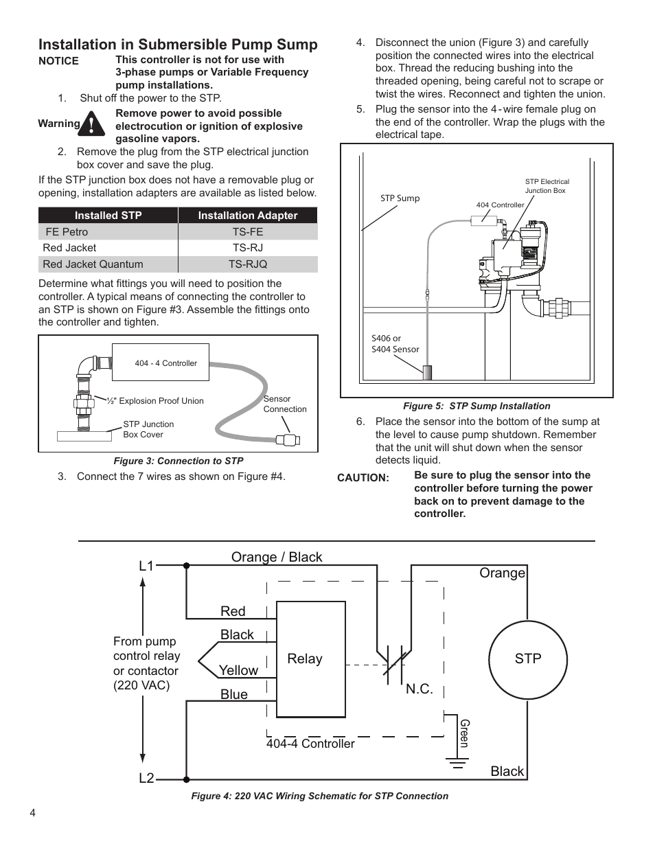 Installation in submersible pump sump, L1 l2 | Franklin Fueling Systems DC406 Dispensing Cutoff System User Manual | Page 4 / 6