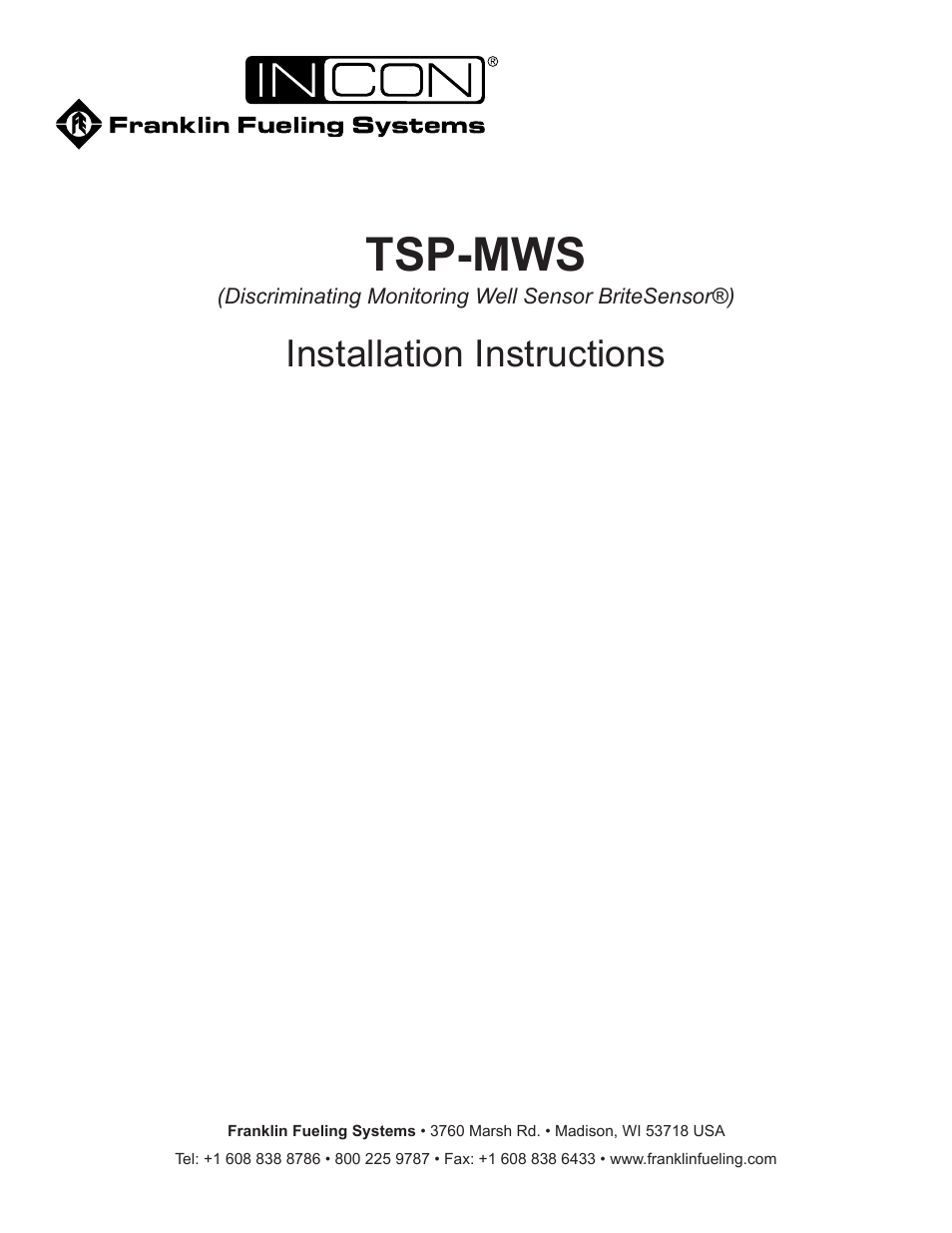 Franklin Fueling Systems TSP-MWS User Manual | 4 pages