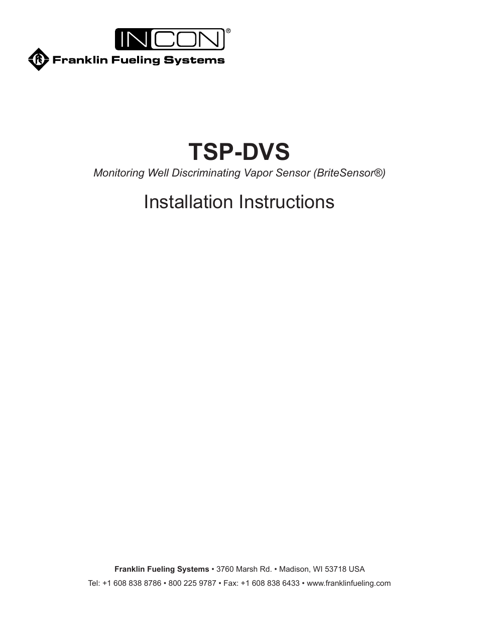 Franklin Fueling Systems TSP-DVS User Manual | 4 pages