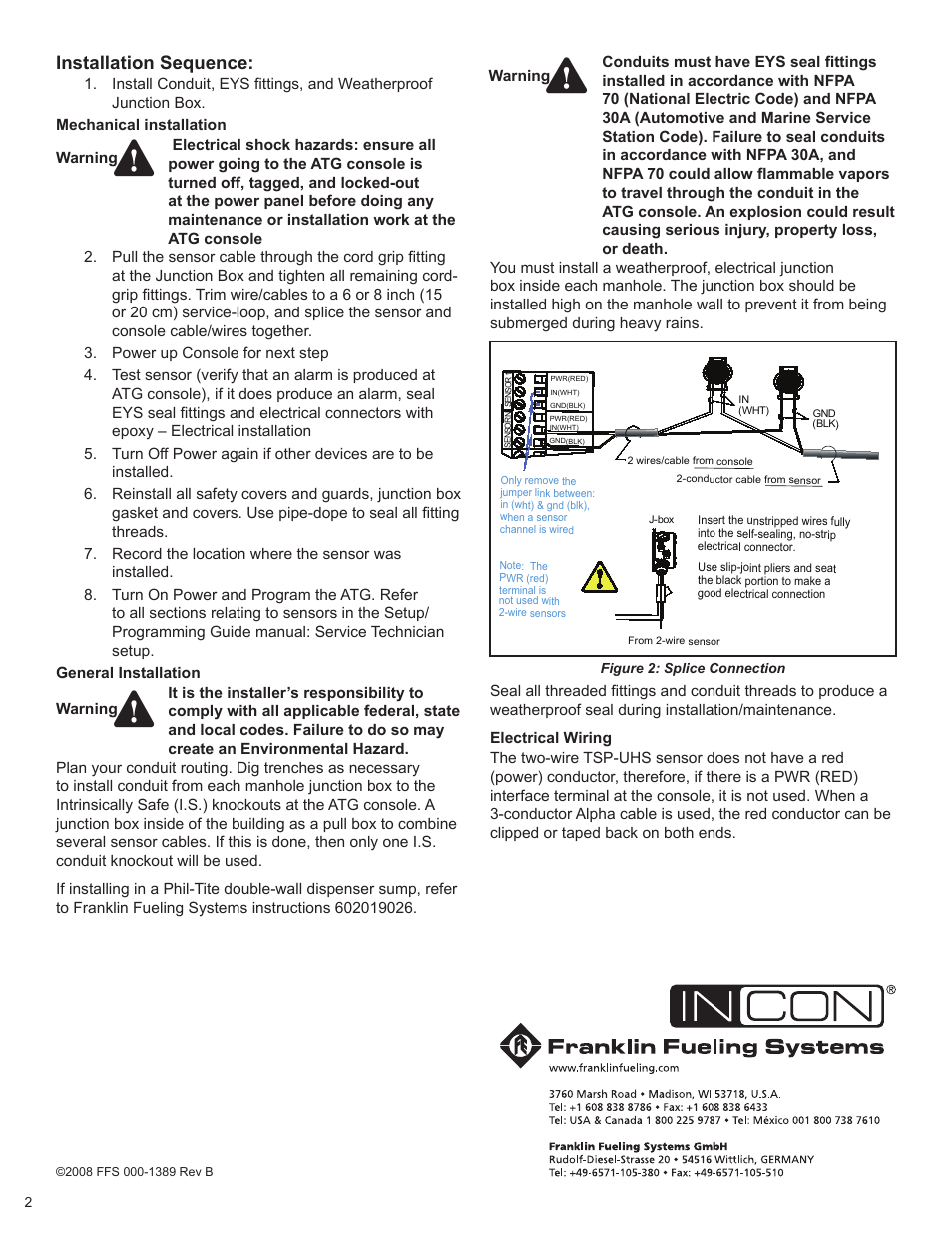 Installation sequence | Franklin Fueling Systems TSP-UHS User Manual | Page 2 / 2