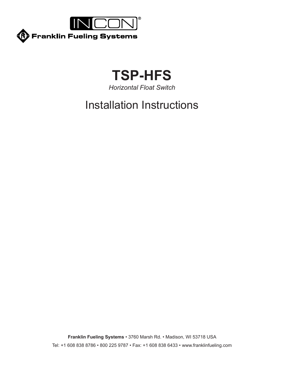 Franklin Fueling Systems TSP-HFS User Manual | 4 pages