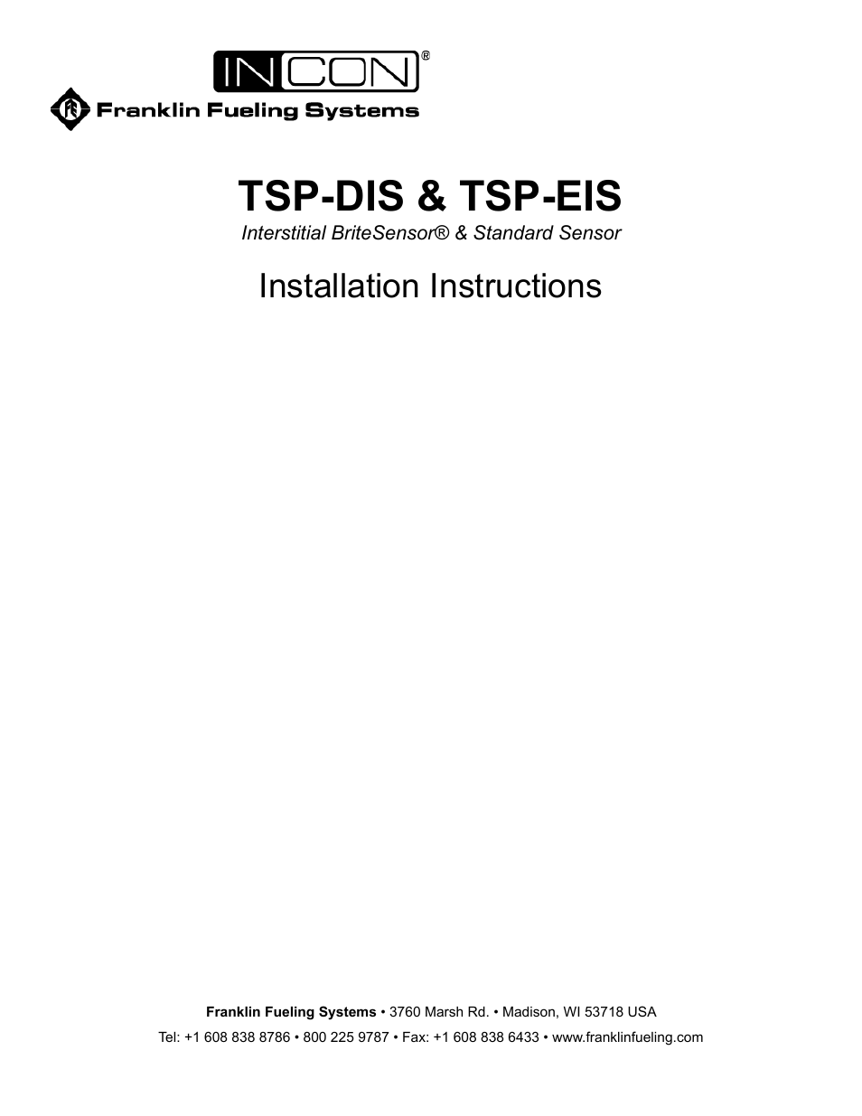 Franklin Fueling Systems TSP-DIS User Manual | 4 pages