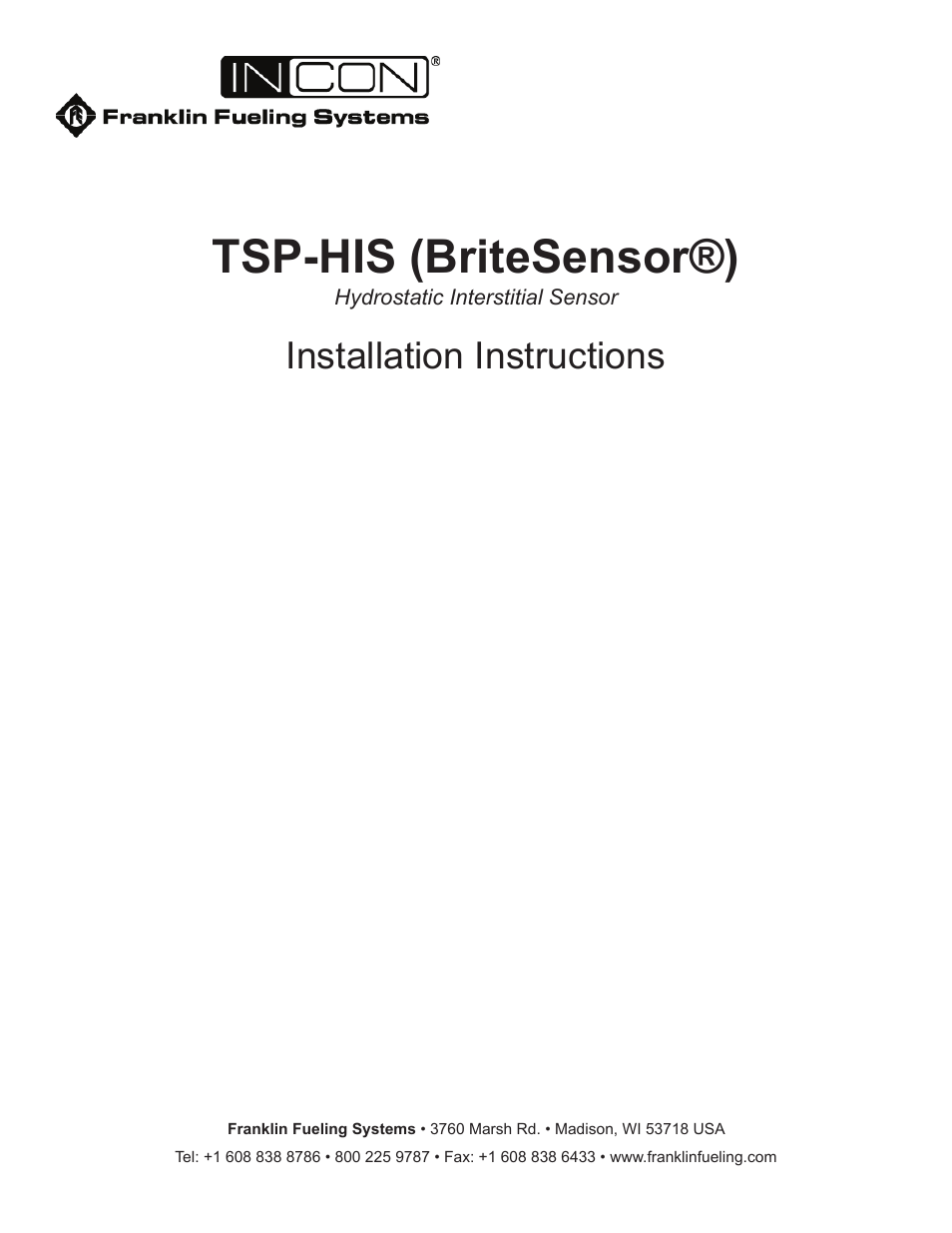 Franklin Fueling Systems TSP-HIS User Manual | 4 pages