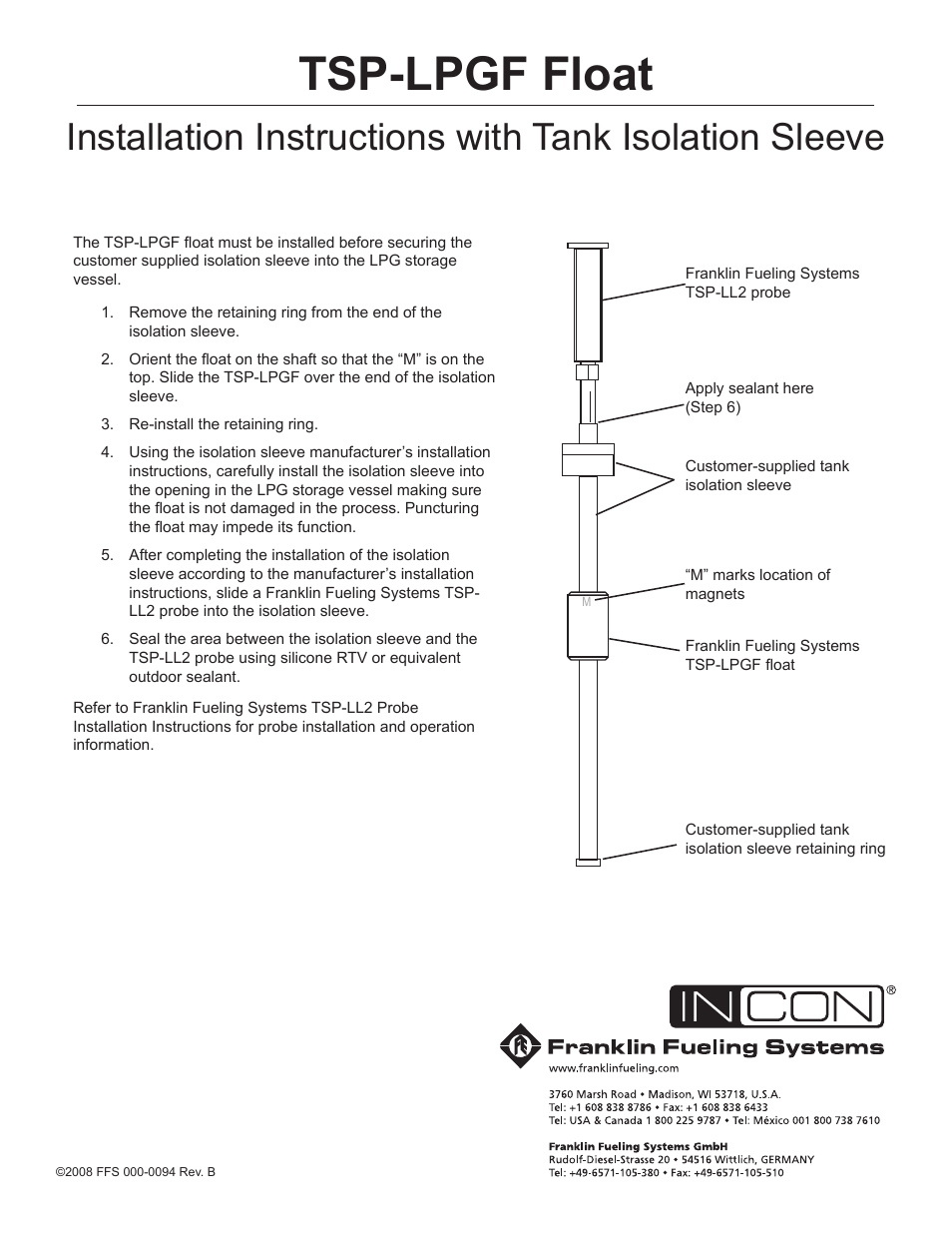 Franklin Fueling Systems TSP-LPGF Float User Manual | 1 page