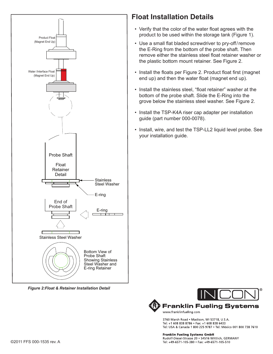 Float installation details | Franklin Fueling Systems TSP-IGF4P Phase Separation Float Installation User Manual | Page 2 / 2