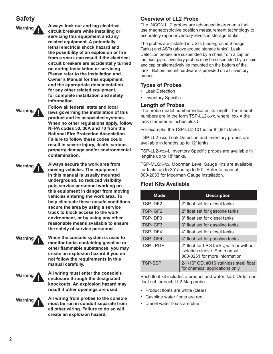 Safety | Franklin Fueling Systems TSP-LL2 User Manual | Page 2 / 10