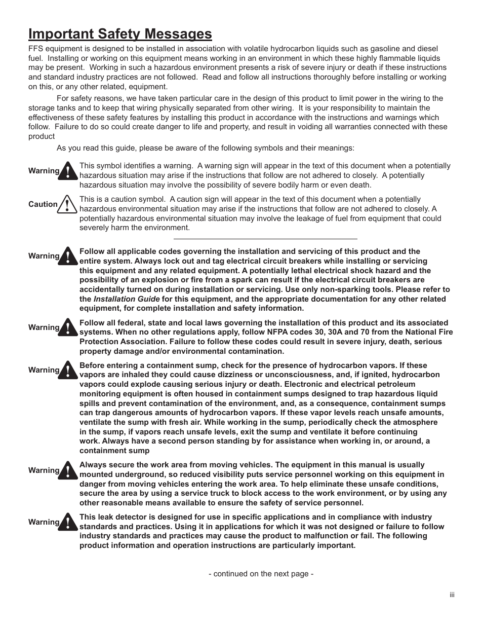 Important safety messages | Franklin Fueling Systems ATG Moormann Interface User Manual | Page 3 / 12