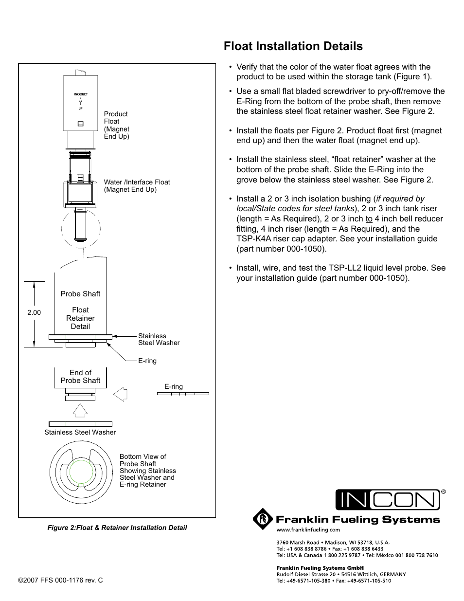 Float installation details | Franklin Fueling Systems TSP-IGF2 Two Inch Floats User Manual | Page 2 / 2