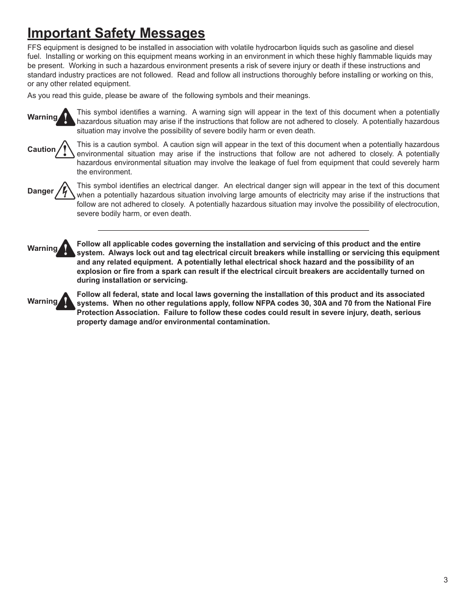 Important safety messages | Franklin Fueling Systems TS-EPS User Manual | Page 3 / 12