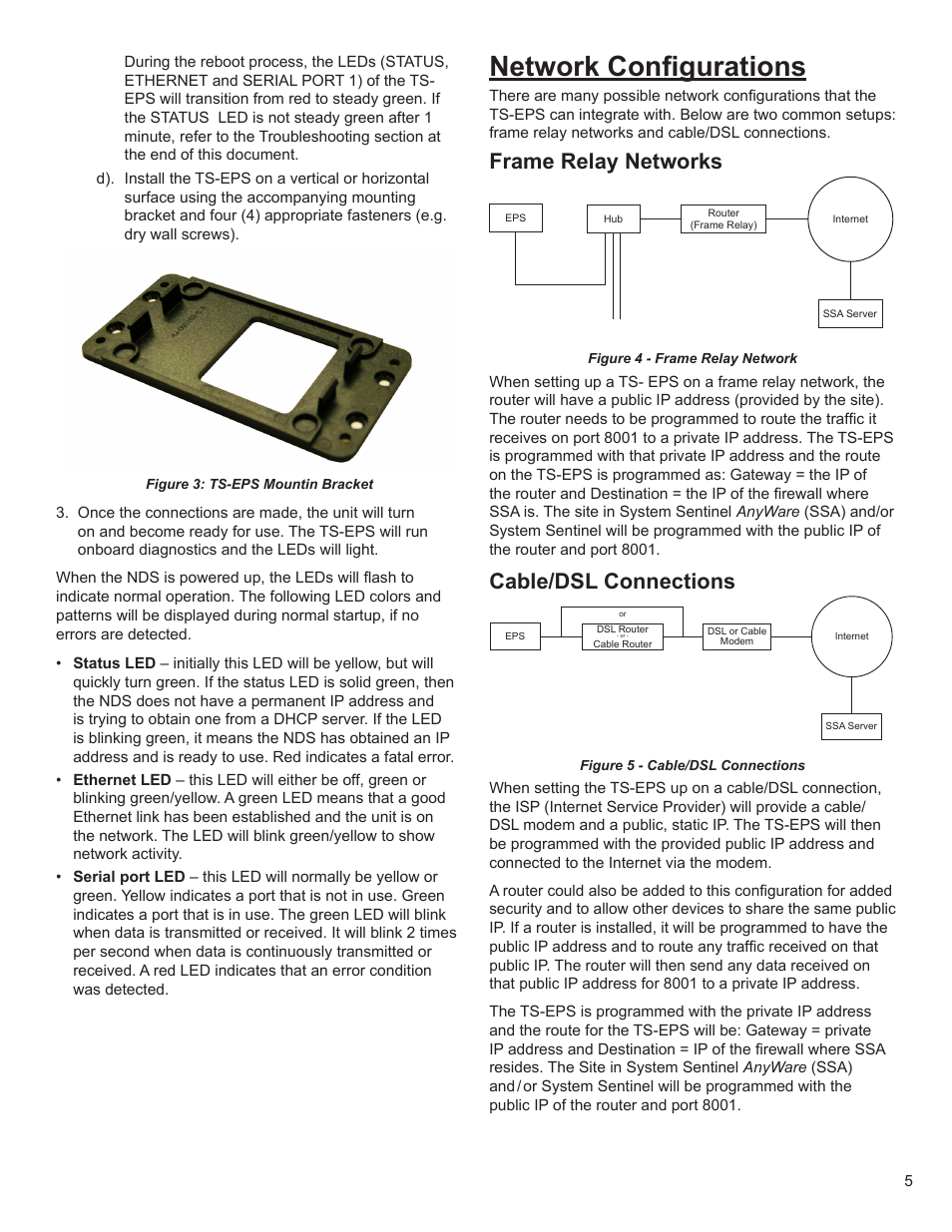Network configurations, Frame relay networks, Cable/dsl connections | Franklin Fueling Systems TS-EPS User Manual | Page 5 / 12