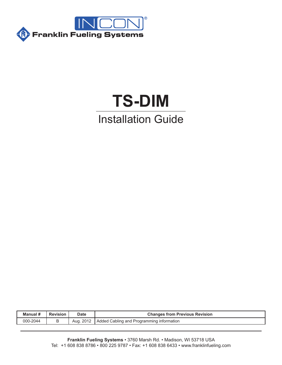 Franklin Fueling Systems TS-DIM User Manual | 30 pages