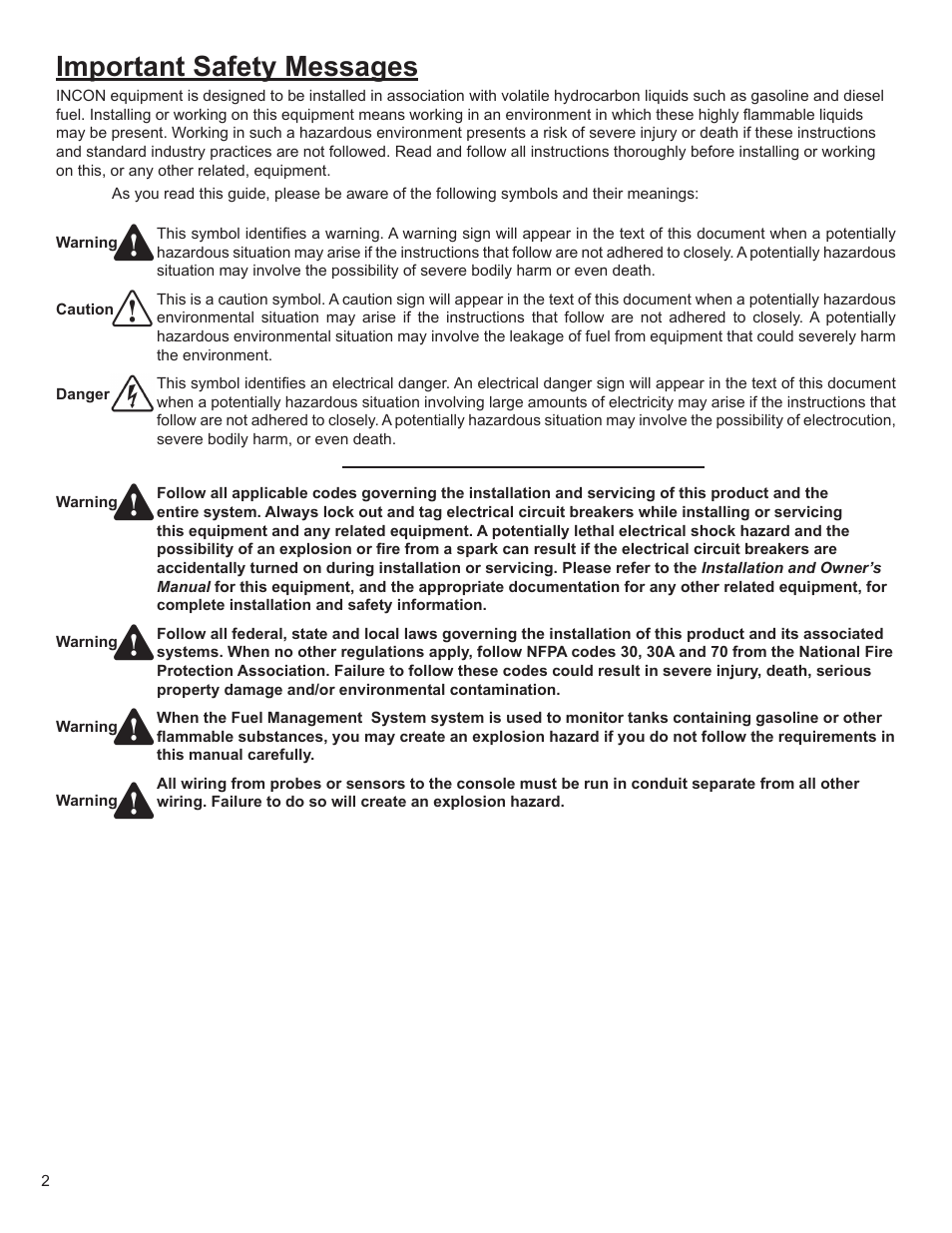 Important safety messages | Franklin Fueling Systems TS-RA2 User Manual | Page 2 / 12