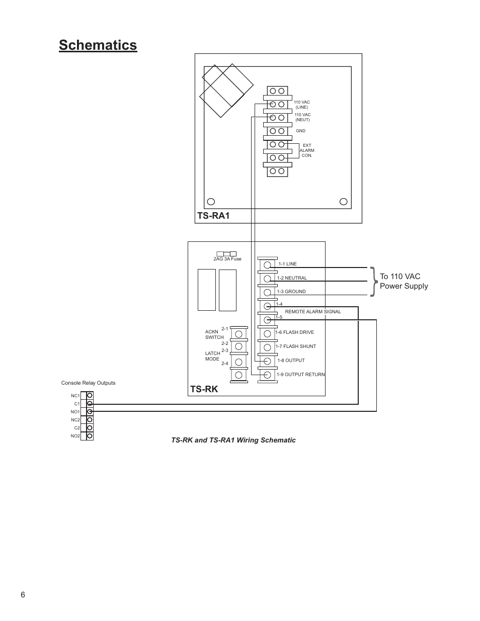 Schematics, Ts-ra1 ts-rk, Ts-rk and ts-ra1 wiring schematic | Franklin Fueling Systems TS-RA2 User Manual | Page 6 / 12