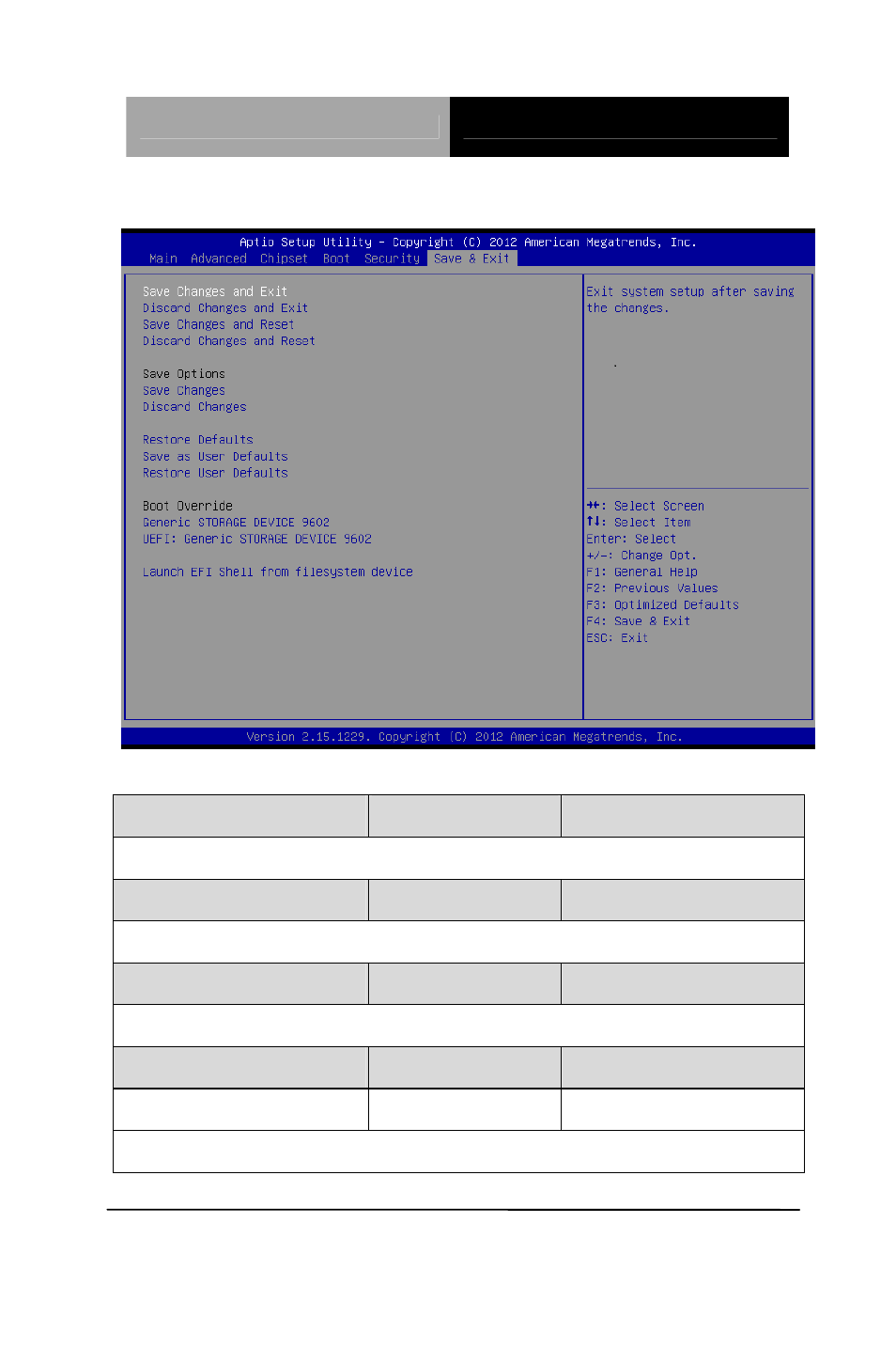 Setup submenu: exit | AAEON PCM-QM77 User Manual | Page 121 / 172