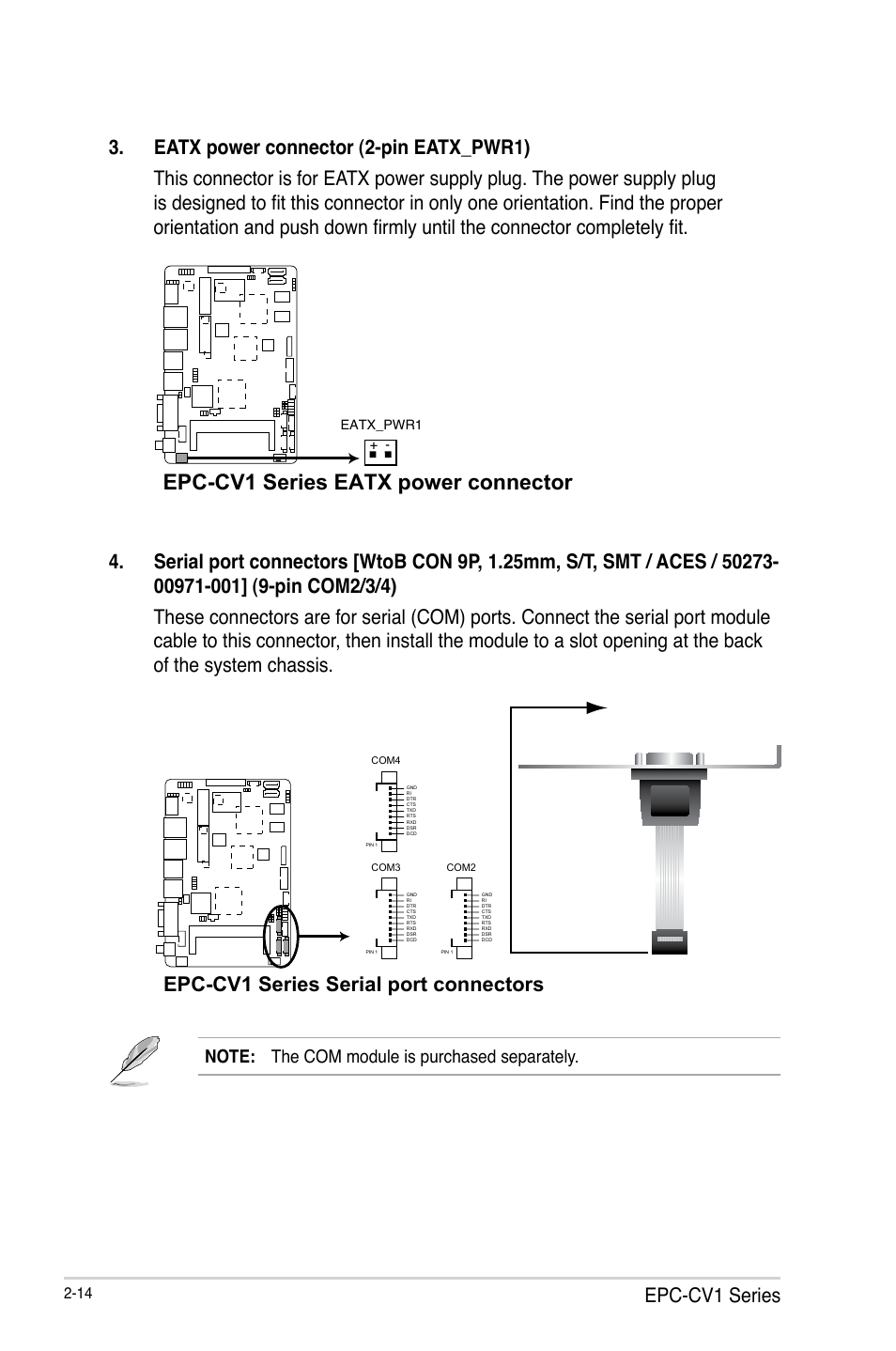 Epc-cv1 series eatx power connector, Epc-cv1 series, Epc-cv1 series serial port connectors | AAEON EPIC-CV01 Series User Manual | Page 22 / 44