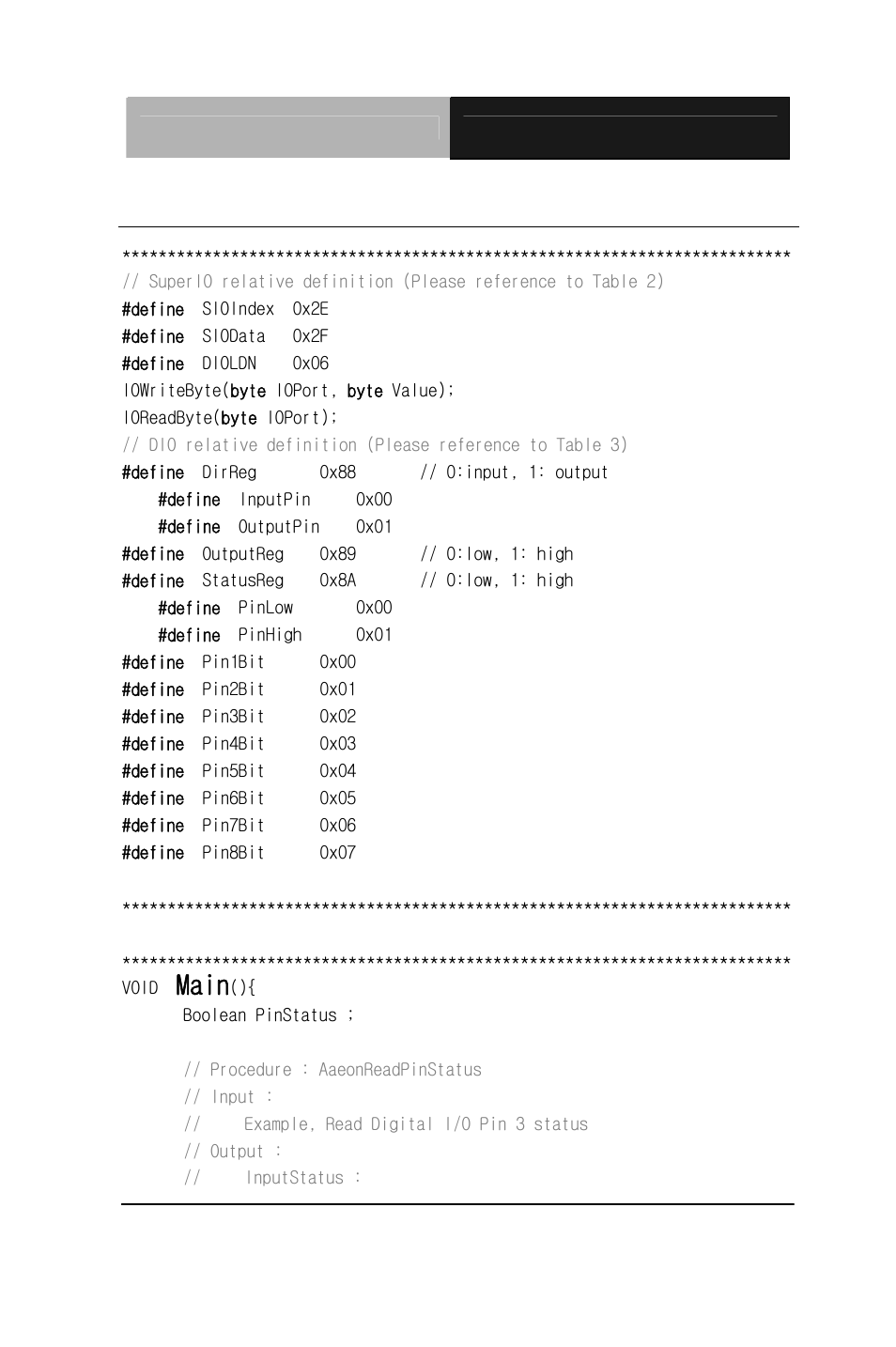 Main, E.4 digital i/o sample program | AAEON PFM-HDS User Manual | Page 102 / 105