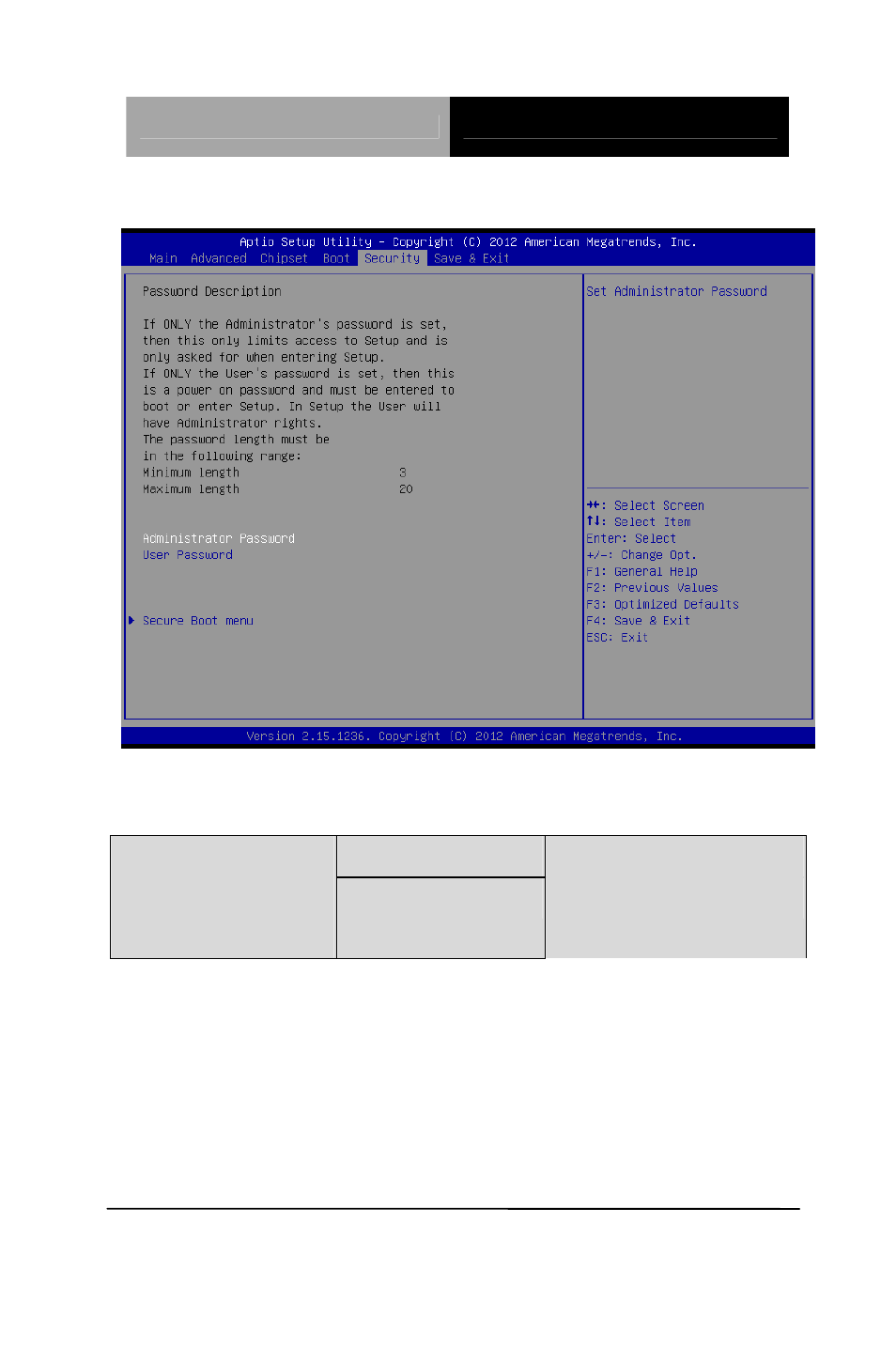 Setup submenu: security | AAEON GENE-QM87 User Manual | Page 99 / 134