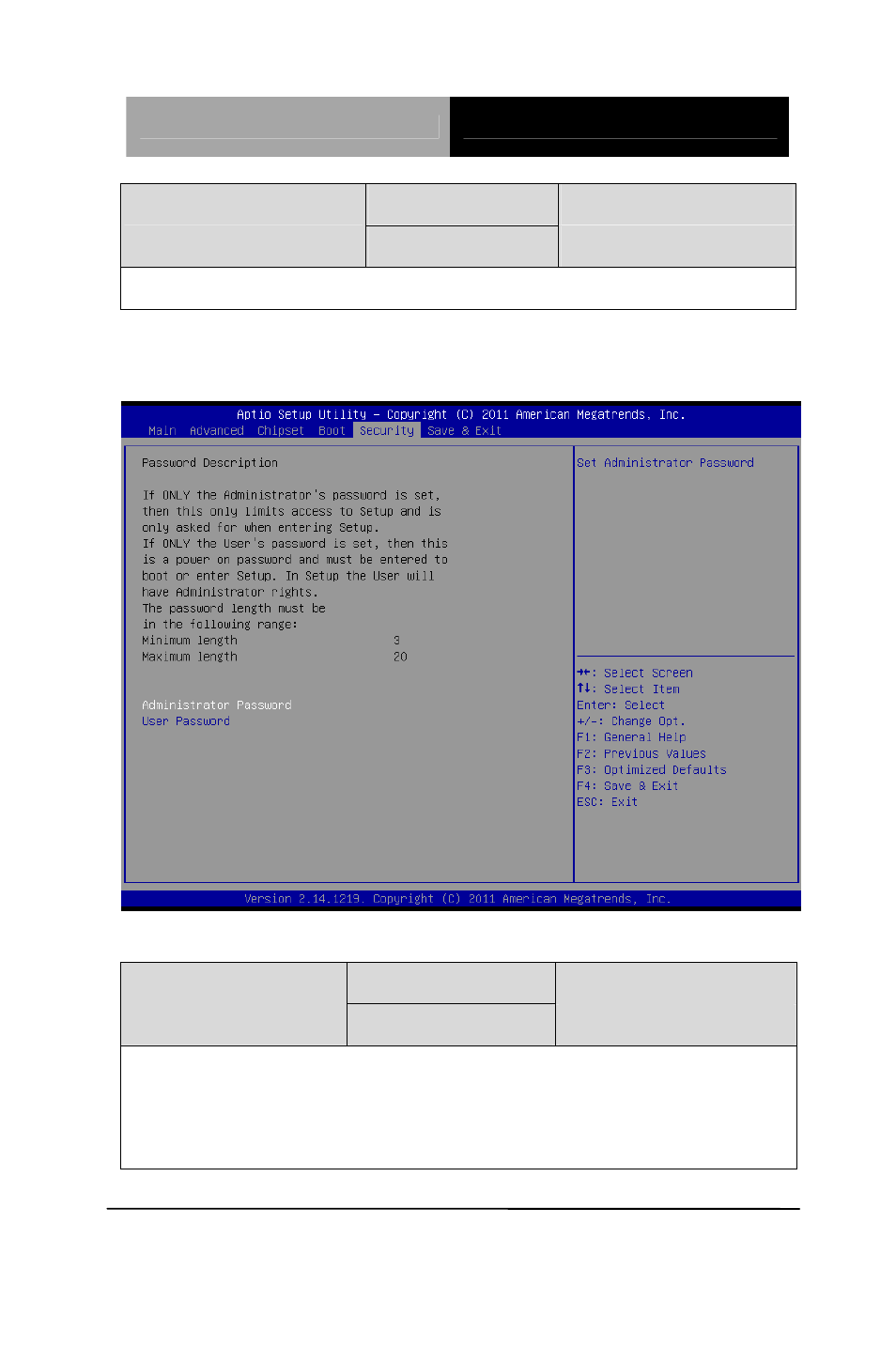 Setup submenu: security | AAEON ETX-LN User Manual | Page 46 / 68