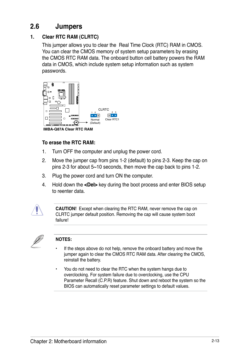 6 jumpers, Jumpers -13 | AAEON IMBA-Q87A User Manual | Page 21 / 52