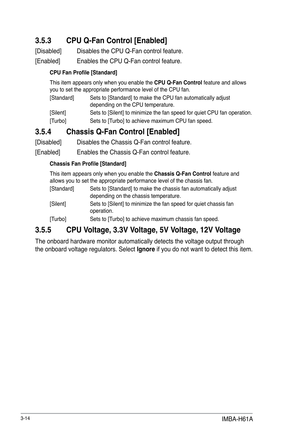 3 cpu q-fan control [enabled, 4 chassis q-fan control [enabled | AAEON IMBA-H61A User Manual | Page 44 / 50
