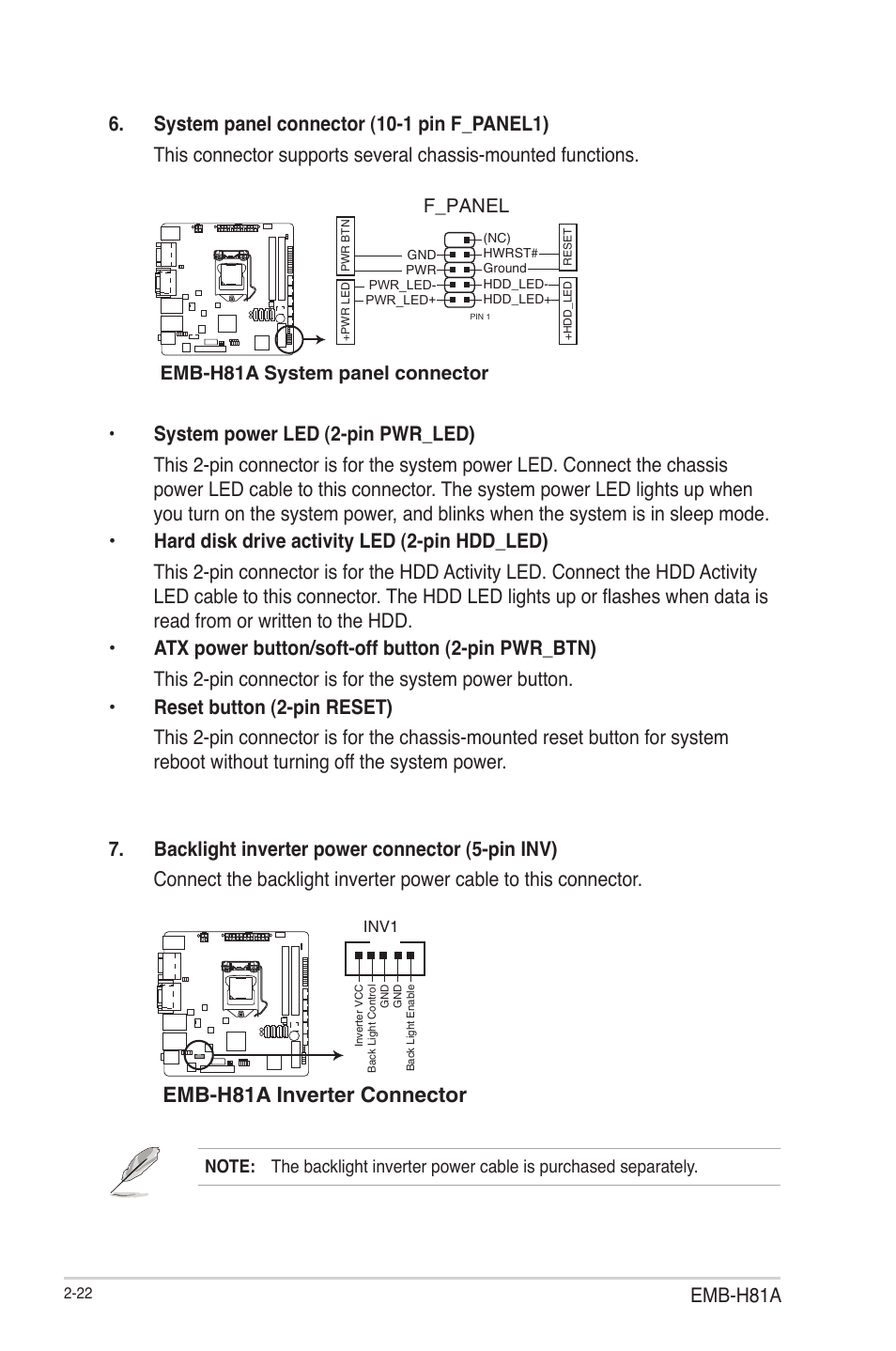 Emb-h81a inverter connector, Emb-h81a | AAEON EMB-H81A User Manual | Page 30 / 51