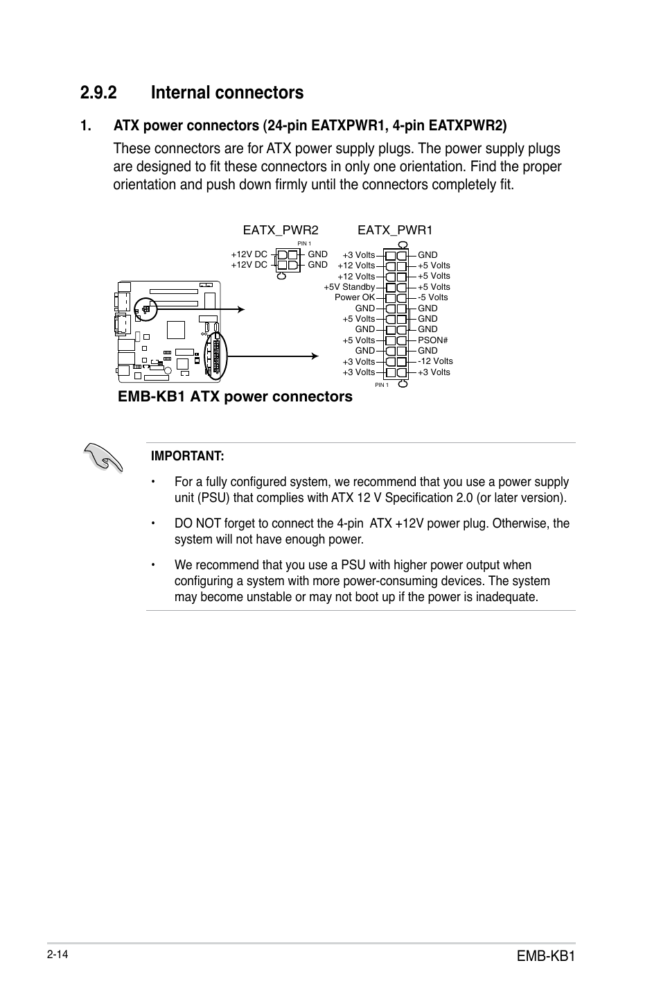 2 internal connectors, Emb-kb1 | AAEON EMB-KB1 User Manual | Page 22 / 44