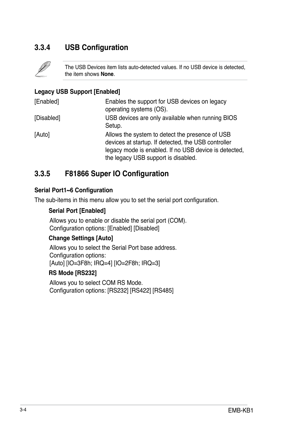 4 usb configuration | AAEON EMB-KB1 User Manual | Page 34 / 44