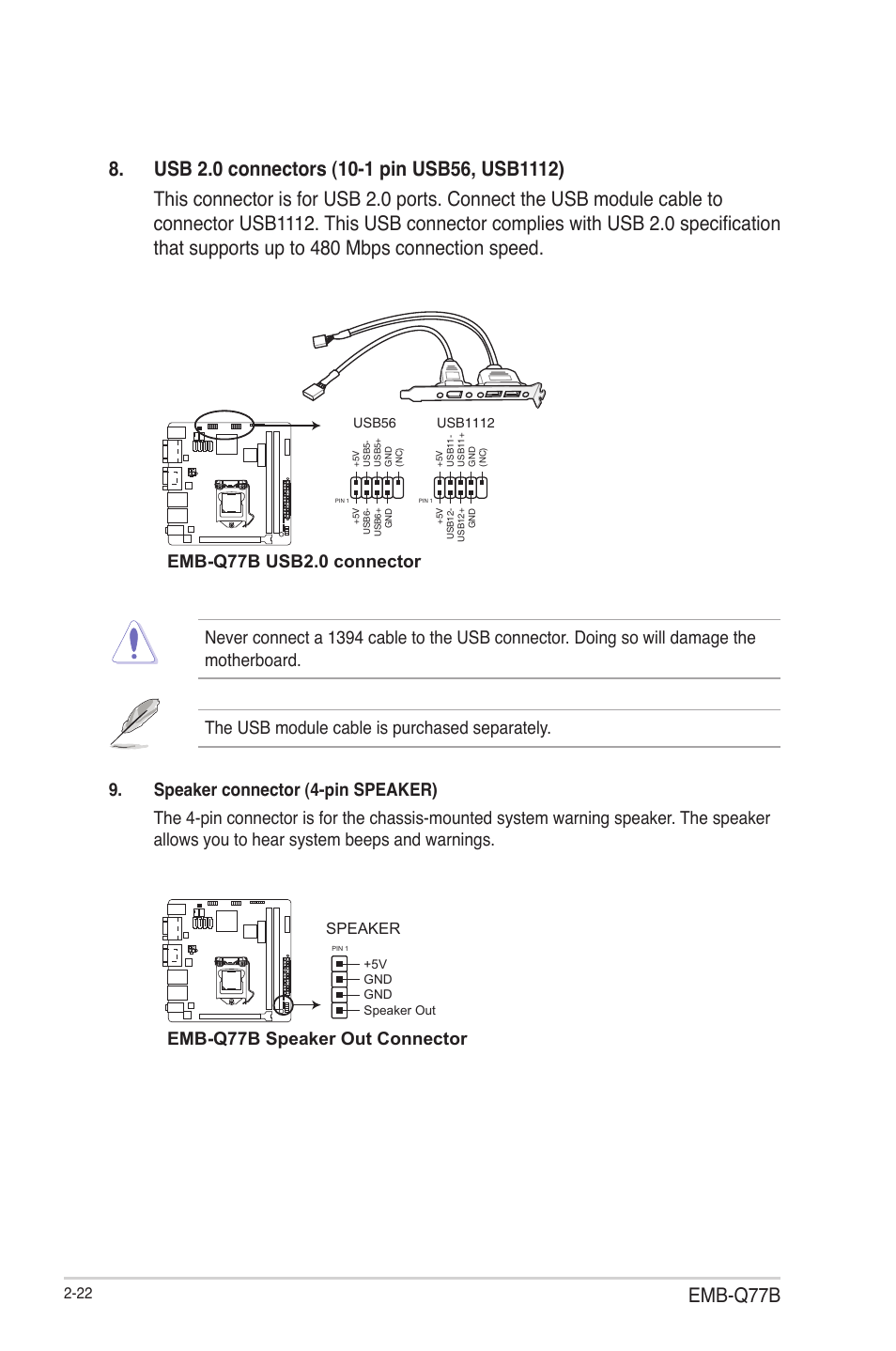 Emb-q77b, Emb-q77b speaker out connector | AAEON EMB-Q77B User Manual | Page 30 / 44