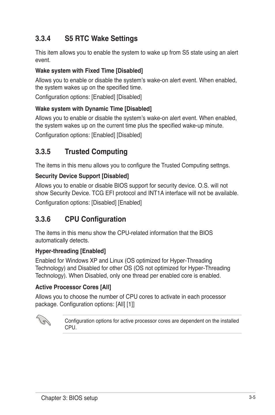 4 s5 rtc wake settings, 5 trusted computing, 6 cpu configuration | S5 rtc wake settings -5, Trusted computing -5, Cpu configuration -5 | AAEON EMB-Q77B User Manual | Page 35 / 44