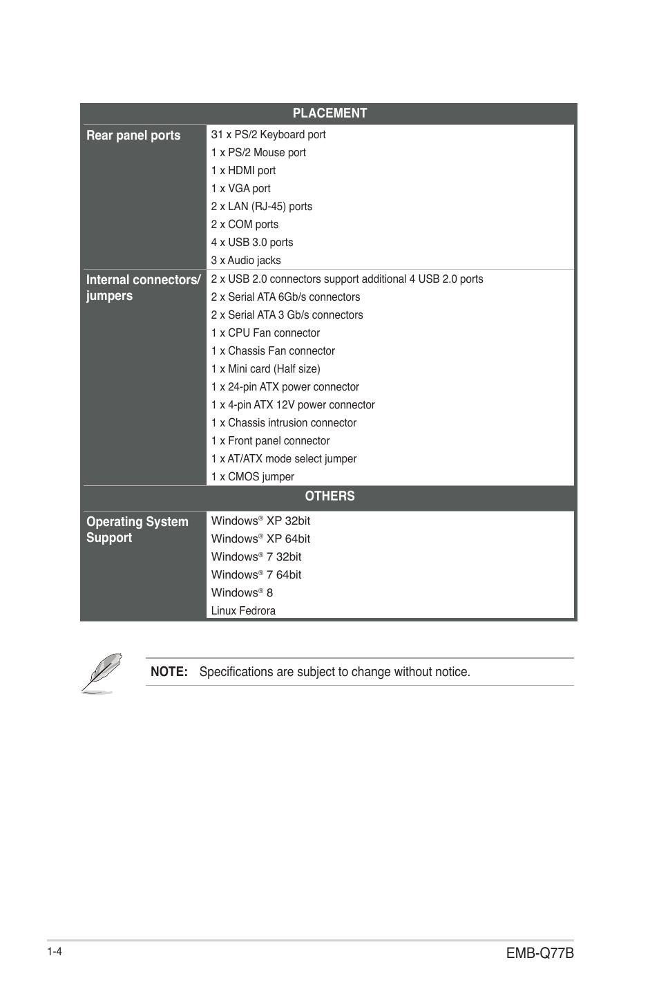 Emb-q77b | AAEON EMB-Q77B User Manual | Page 8 / 44