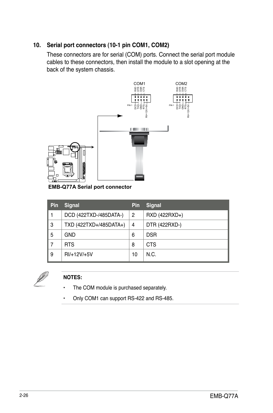 Emb-q77a, Pin signal | AAEON EMB-Q77A User Manual | Page 34 / 62