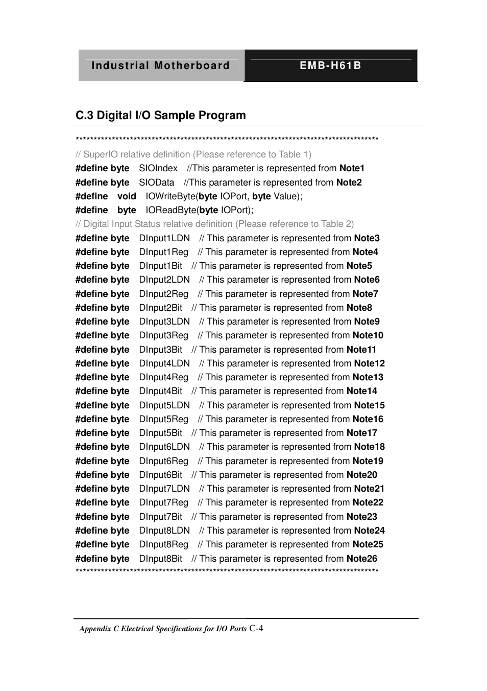 C.3 digital i/o sample program | AAEON EMB-H61B User Manual | Page 76 / 81