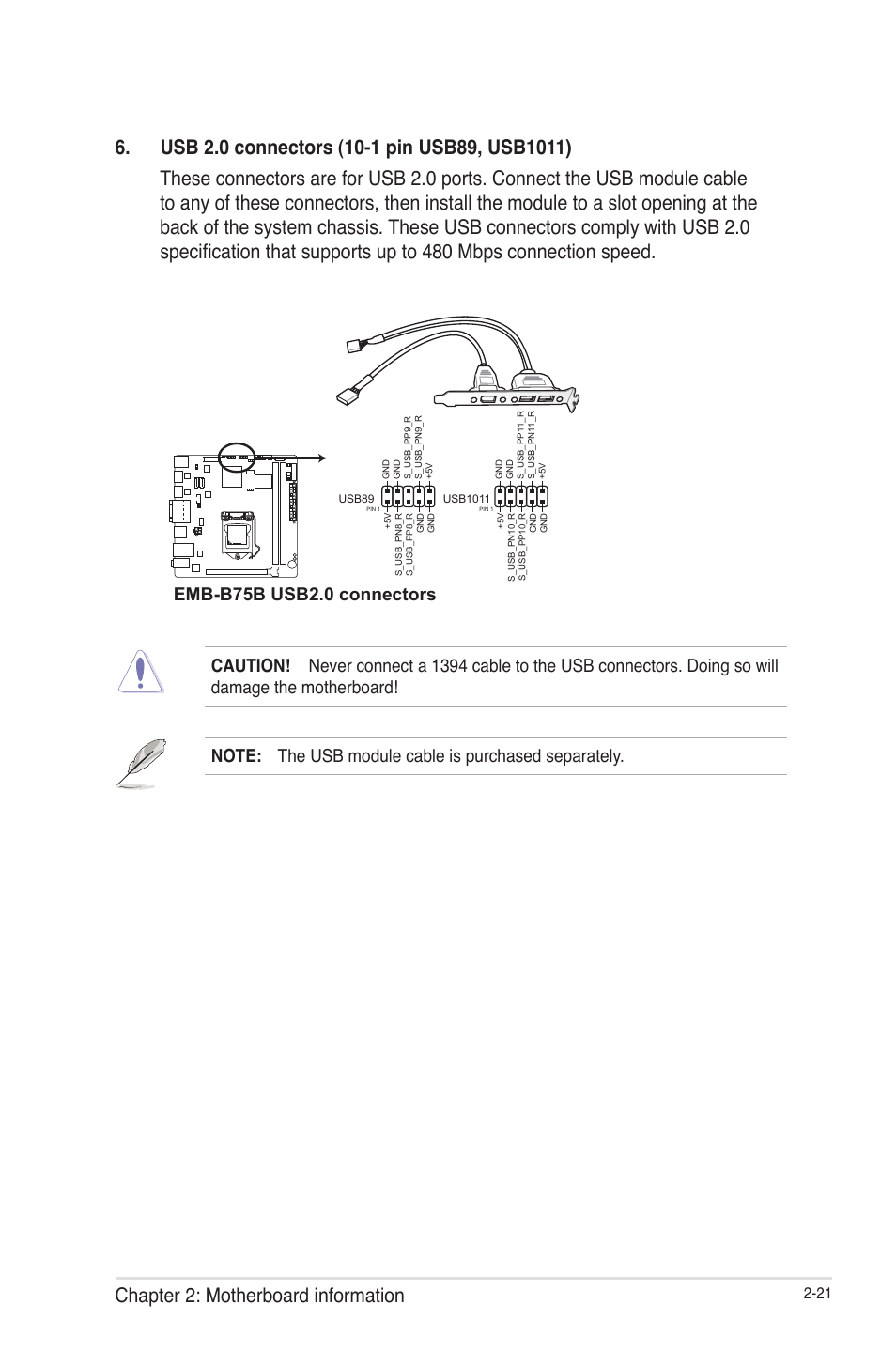 Emb-b75b usb2.0 connectors | AAEON EMB-B75B User Manual | Page 29 / 50