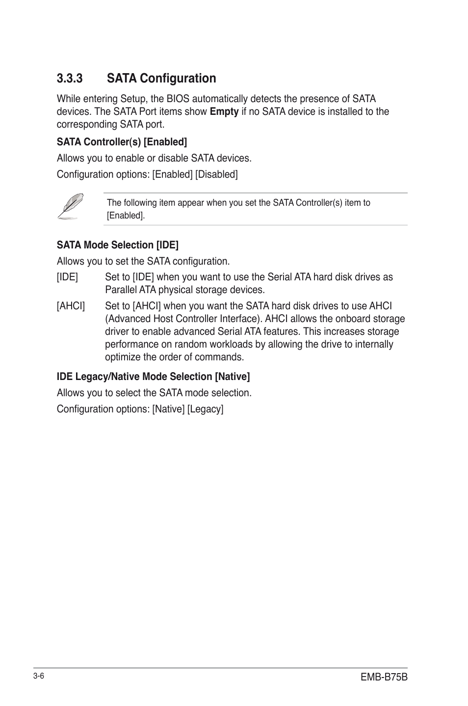 3 sata configuration, Sata configuration -6 | AAEON EMB-B75B User Manual | Page 38 / 50