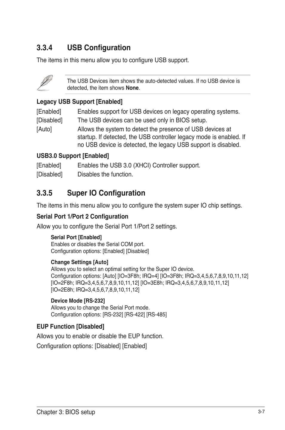 4 usb configuration, 5 super io configuration, Usb configuration -7 | Super io configuration -7 | AAEON EMB-B75B User Manual | Page 39 / 50