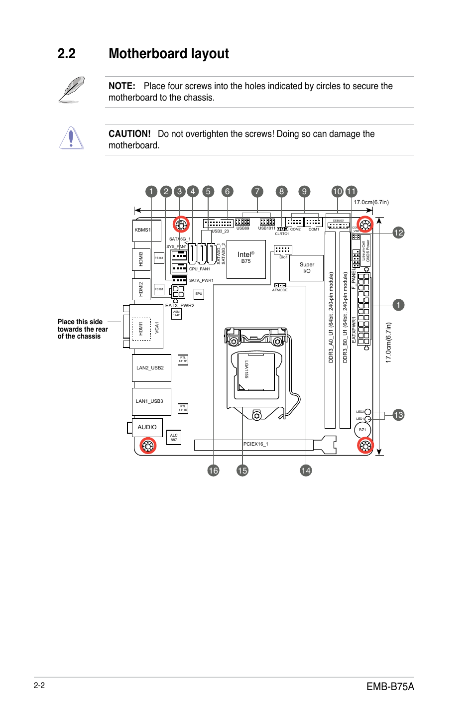 2 motherboard layout, Emb-b75a | AAEON EMB-B75A User Manual | Page 10 / 48