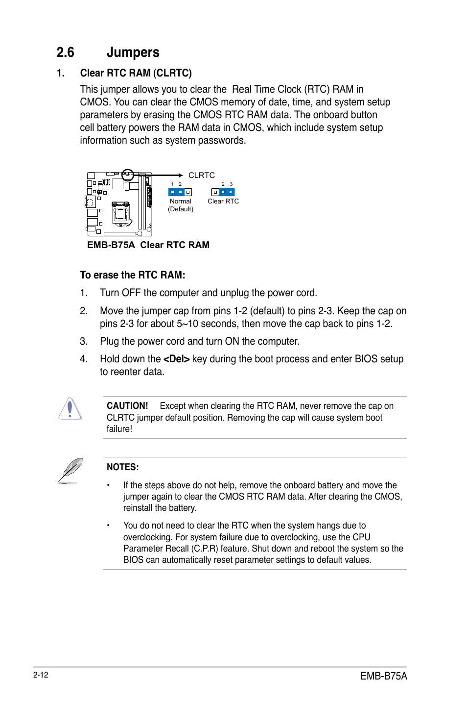 6 jumpers | AAEON EMB-B75A User Manual | Page 20 / 48